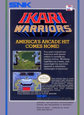 Ikari Warriors (Europe) box cover back